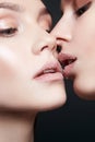 Sweet sugar kiss. two girls are kissing Royalty Free Stock Photo