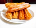 sweet sugared churros, traditional Argentine fried dough pastry