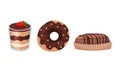 Sweet and Sugary Chocolate Desserts with Doughnut and Cake Vector Set