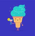 Sweet summer - cute ice cream character makes fun Royalty Free Stock Photo