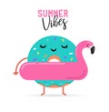 Sweet summer - cute ice cream, watermelon and donuts characters make fun