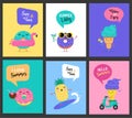 Sweet summer - cute ice cream, watermelon and donuts characters make fun