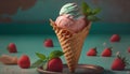 Sweet summer indulgence Fresh fruit ice cream sundae ,generative AI Royalty Free Stock Photo