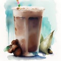 Sweet Summertime - Watercolor Illustration of a Frozen Coffee Drink