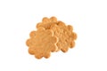 Sweet Swedish almond thins with ginger and cinnamon (Pepparkaka or Pepparkakor biscuits) isolated on white background.