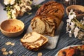 Sweet swirl bread walnut babka Royalty Free Stock Photo