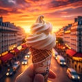 A Sweet Symphony of Strawberry Ice Cream and Sunset.