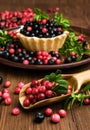 Sweet tartlet with cranberries and blueberries Royalty Free Stock Photo