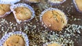 Sweet and Tasty American Muffins Background , Shopping at a Market Place, Bakery View, Pastry with a Delicious Chocolate Filling,