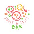 Sweet and tasty bar logo. Colorful hand drawn label Royalty Free Stock Photo