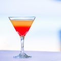 Sweet tasty cocktail on tropical white beach Royalty Free Stock Photo
