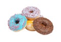 Sweet tasty glazed donuts on background
