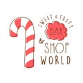 Sweet and tasty shop world logo. Colorful hand drawn label Royalty Free Stock Photo