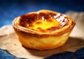 Sweet tasty tart pastel de nata in cafe.Macro.AI Generative