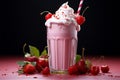 Sweet temptation Cold pink milkshake, a luscious blend of strawberry goodness