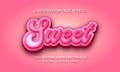Sweet Text Name 3d text style effect. Illustrator text effect