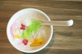 A sweet Thai dessert on wooden background