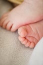 Sweet baby newborn infant toes close up Royalty Free Stock Photo