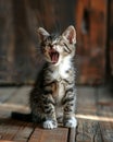 Sweet little cute kitten takes a moment to yawn Royalty Free Stock Photo