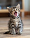 Sweet little cute kitten takes a moment to yawn Royalty Free Stock Photo