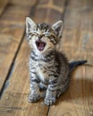 Sweet little cute kitten takes a moment to yawn Royalty Free Stock Photo