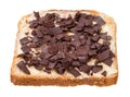 Sweet toast with butter and chocolate flakes