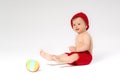 Sweet toddler with a ball Royalty Free Stock Photo