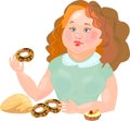 Sweet-tooth with donuts Royalty Free Stock Photo