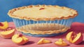 Sweet Treats on Display A Charming Illustration of Peach Pies Cooling on National Peach Pi.AI Generated