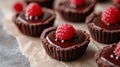 Sweet Treats, Mini Heart-Shaped Chocolate Tarts with a Raspberry on Top, Bento cake, Dessert Finesse