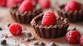 Sweet Treats, Mini Heart-Shaped Chocolate Tarts with a Raspberry on Top, Bento cake, Dessert Finesse