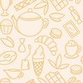 Sweet treats with tea party seamless pattern Royalty Free Stock Photo