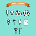 Sweet treats vector icon set Royalty Free Stock Photo