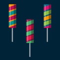 Sweet twisted candy with stick vector illustration