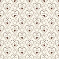Sweet understated background. Seamless pattern of small brown hearts. Lots of tiny brown hearts on delicate beige background Royalty Free Stock Photo