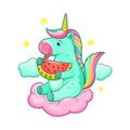 Sweet unicorn with watermelon