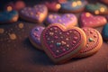 Sweet valentine cookies in valentine day. Ai generated