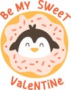 Sweet Valentine Penguin Lettering Sticker