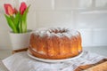 Sweet vanilla cheesecake sponge cake Royalty Free Stock Photo