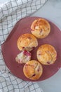 Sweet vanilla raspberry muffins Royalty Free Stock Photo