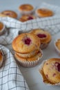 Sweet vanilla raspberry muffins Royalty Free Stock Photo
