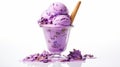 Sweet Violet Vanilla Ice Cream Sundae with Chocolate and Berry Toppings generated by AI tool