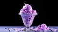 Sweet Violet Vanilla Ice Cream Sundae with Chocolate and Berry Toppings generated by AI tool