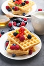 Sweet waffle with berries