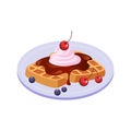Sweet Waffle Breakfast Food Element Isolated Icon