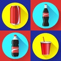 Sweet water bottle set flat vector icon set