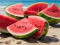 Sweet watermelon at the beach