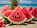 Sweet watermelon at the beach