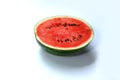 Sweet Watermelon half Piece on White Background. Royalty Free Stock Photo