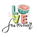 Sweet watermelon and trendy lettering. Summer vibes.